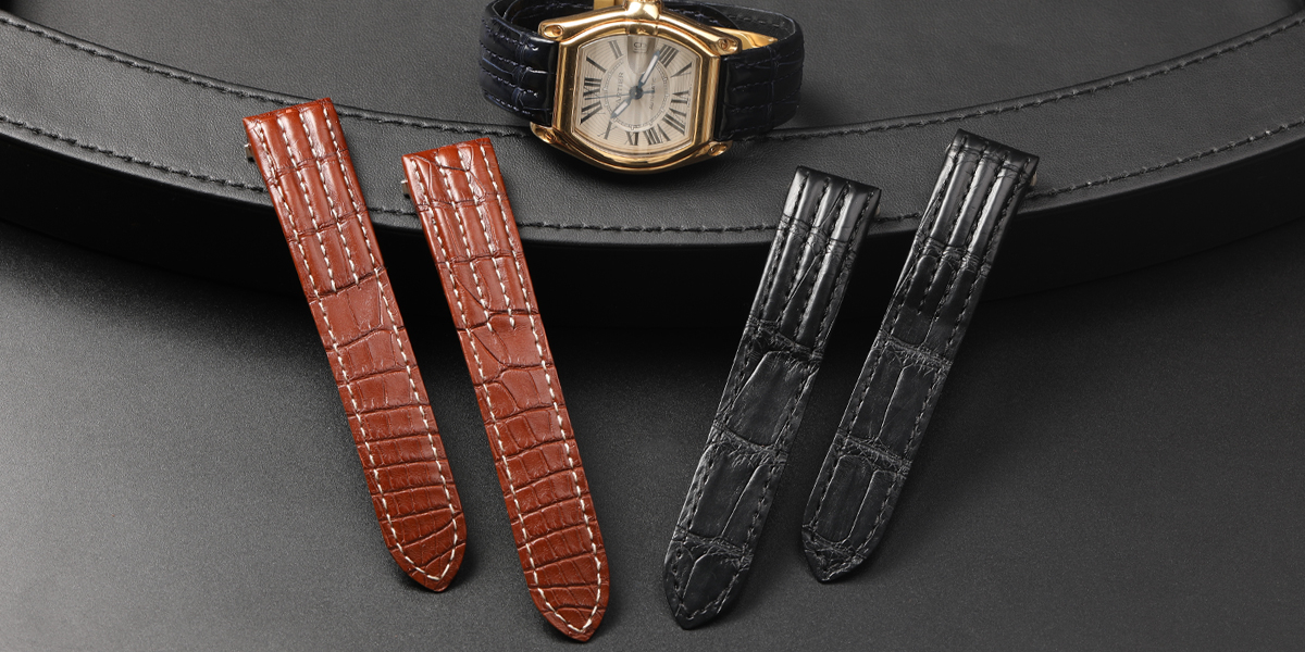 daydaywatchband handmade luxury black brown alligator leather watch straps bands for Cartier Roadster 19mm 20mm